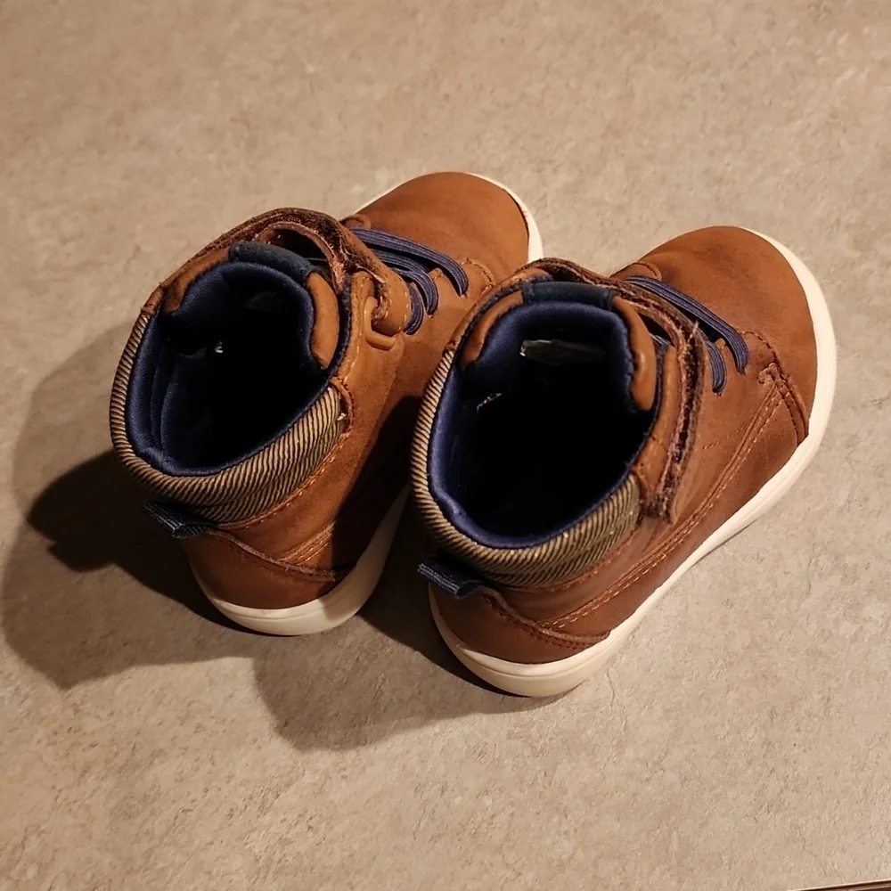 WONDER NATION Kids Brown Hi-Top Boots Size 5